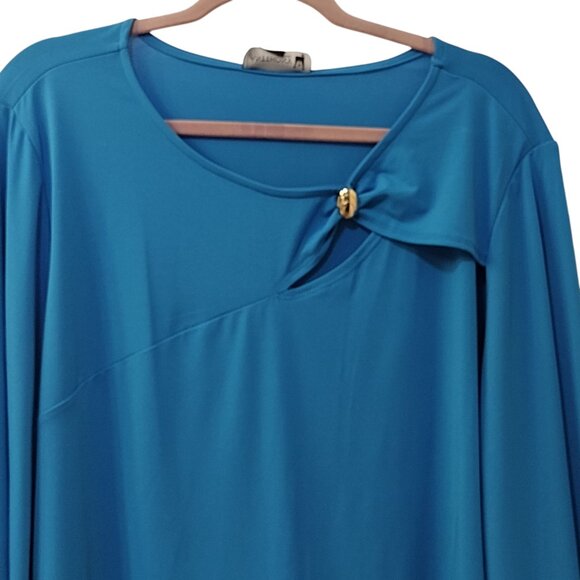 Antthony Originals: 2-pc Three-Quarter Sleeve Pant Set, Size 2X, Turquoise Blue - Picture 3 of 12